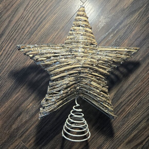 Shabby Chic/Cottagecore Style Wicker/Straw & Sequin Holiday Tree Topper NWOT - Picture 6 of 8